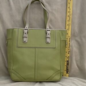 Coach Lime Green Tote Bag with bone Accents